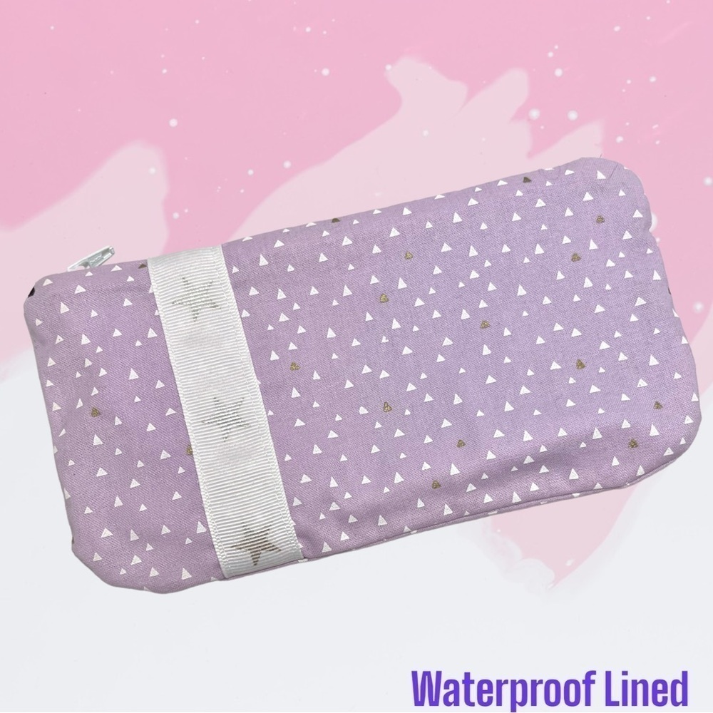 Waterproof Make Up Bag- Purple and Star Trim